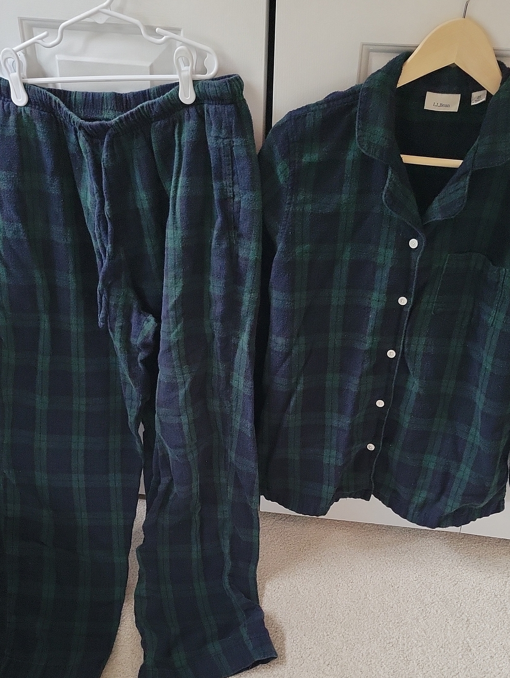 L.L. Bean Scotch Plaid Flannel Pajamas - Black Watch